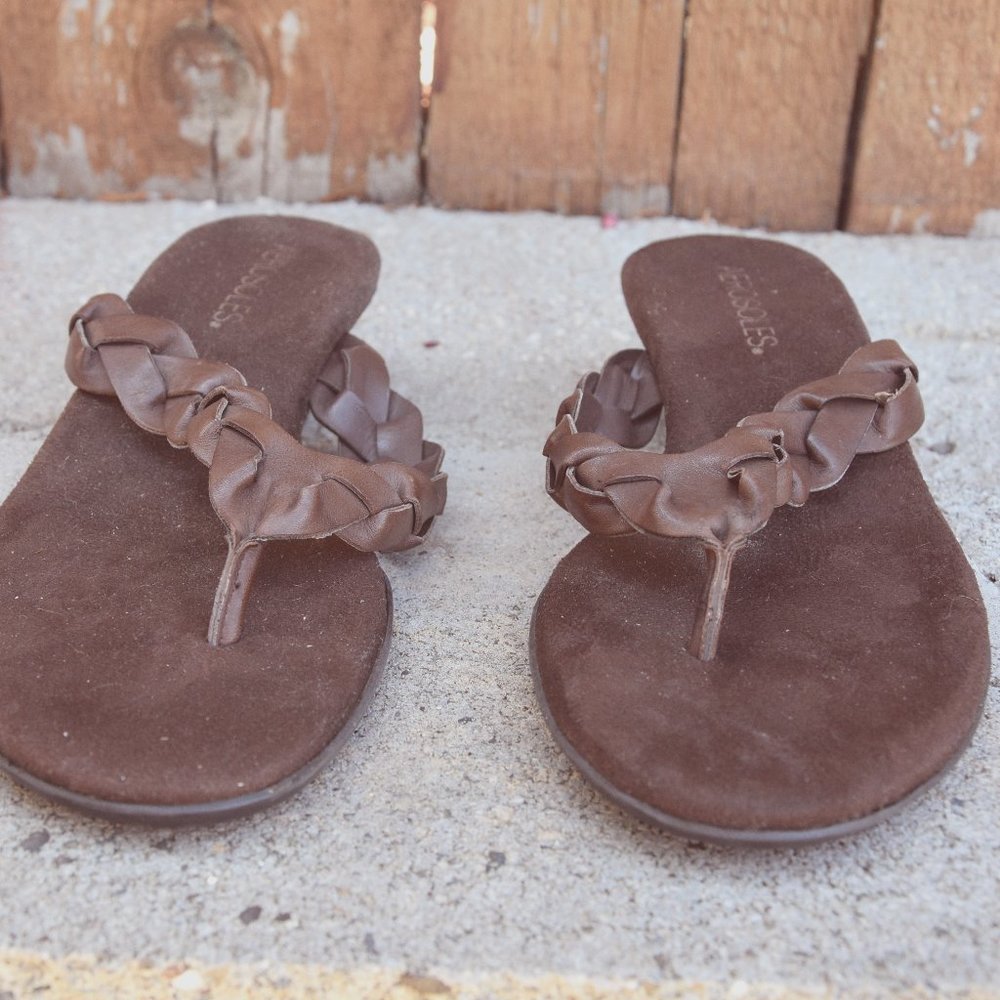 AEROSOLES Folklore Brown Braided Leather Sandals Size 7M